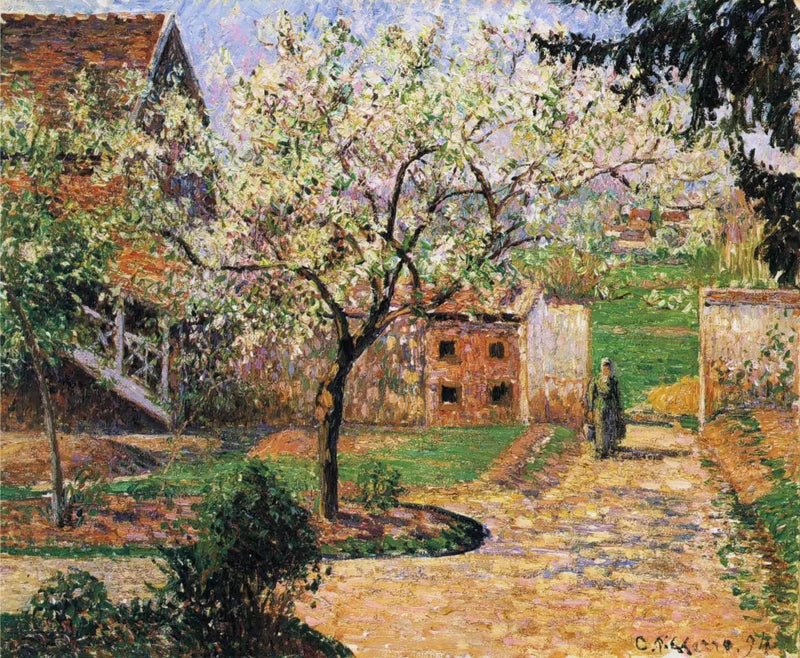 Blomstrende plommetrær, Éragny - Camille Pissarro