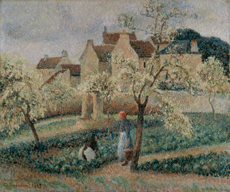 Blomstrende plommetrær, Pontoise - Camille Pissarro