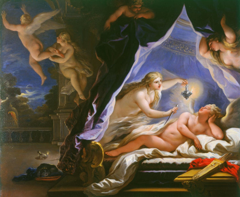 Psyke som oppdager den sovende Cupido - Luca Giordano