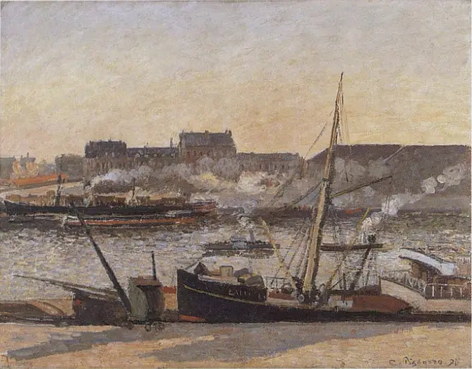Børskaia, Rouen, ettermiddag - Camille Pissarro