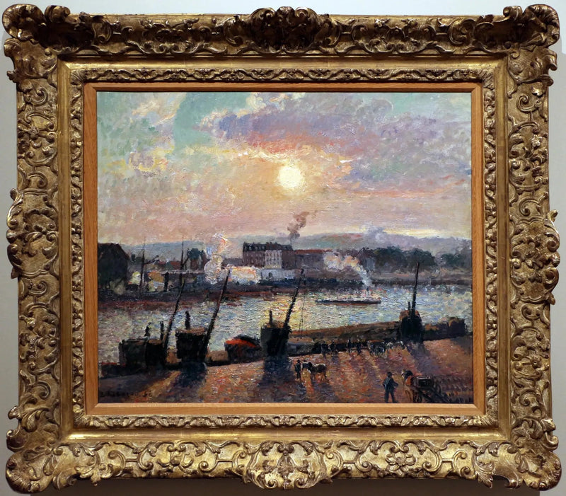 Børskaia, Rouen, solnedgang - Camille Pissarro