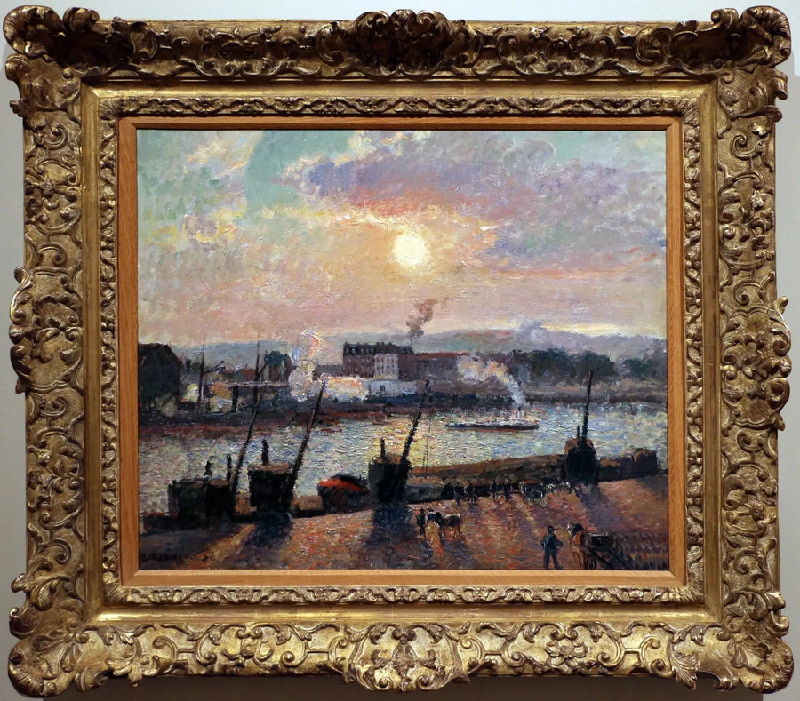 Børskaia, Rouen, solnedgang - Camille Pissarro