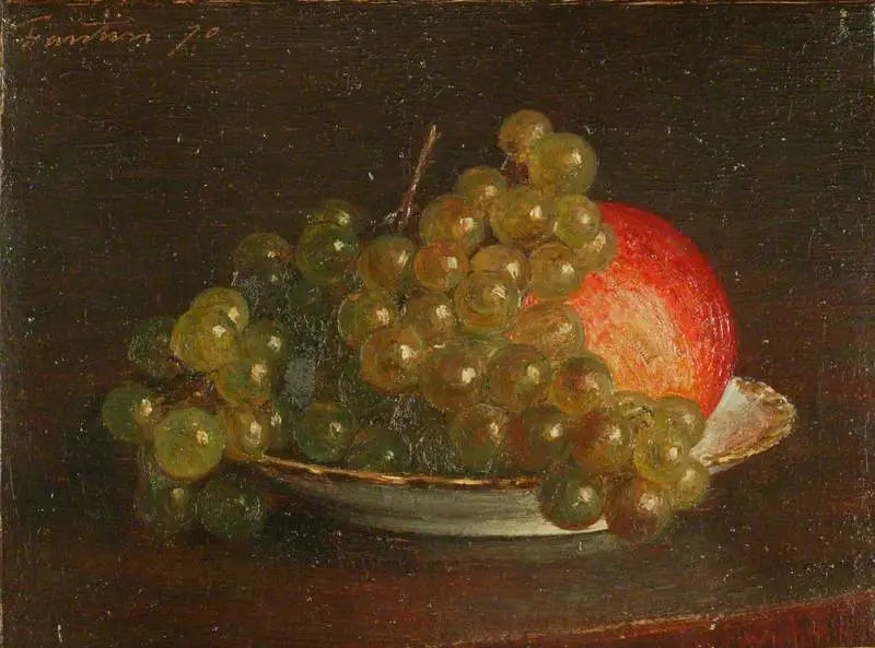 Hvit drue og eple i en skål - Henri Fantin-Latour

Source:
Raisin blanc et pomme dans une soucoupe - Henri Fantin-Latour