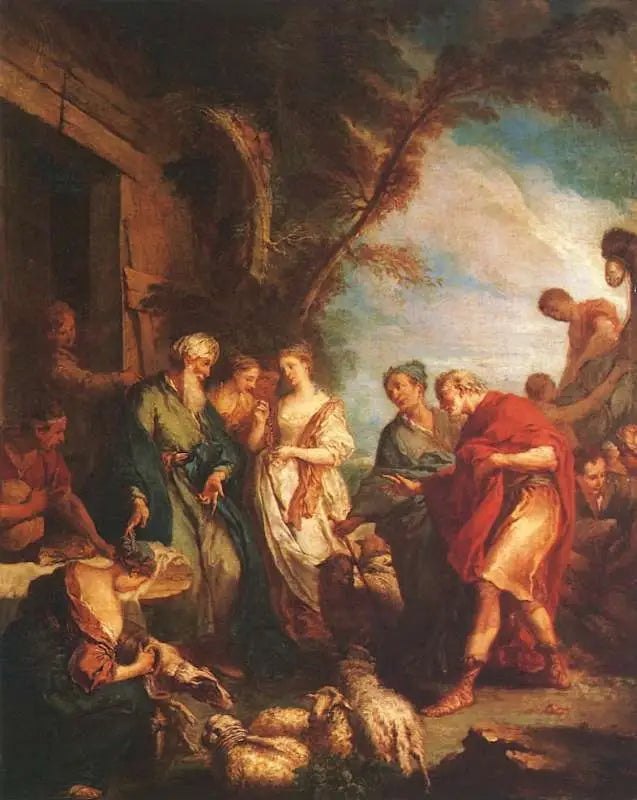 Rebecca mottar fra Eliezer disse dokumentene fra Abraham - François Boucher