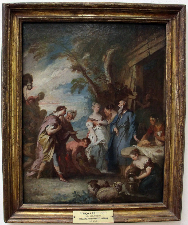 Rebecca mottar disse av Abraham - François Boucher