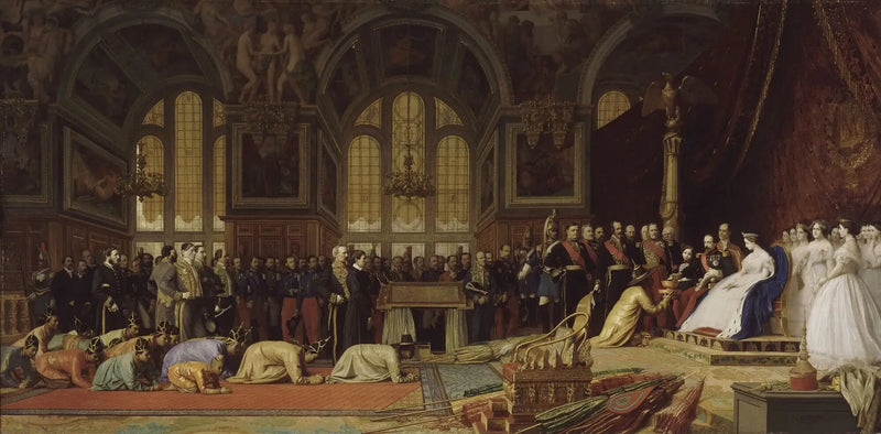 Mottak av siamesiske ambassadører av keiser Napoleon III i Fontainebleau-palasset, 27. juni 1861 - Jean-Léon Gérôme