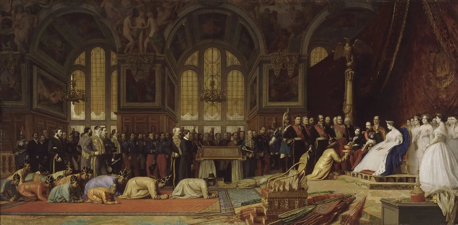 Mottak av siamesiske ambassadører av keiser Napoleon III i Fontainebleau-palasset, 27. juni 1861 - Jean-Léon Gérôme