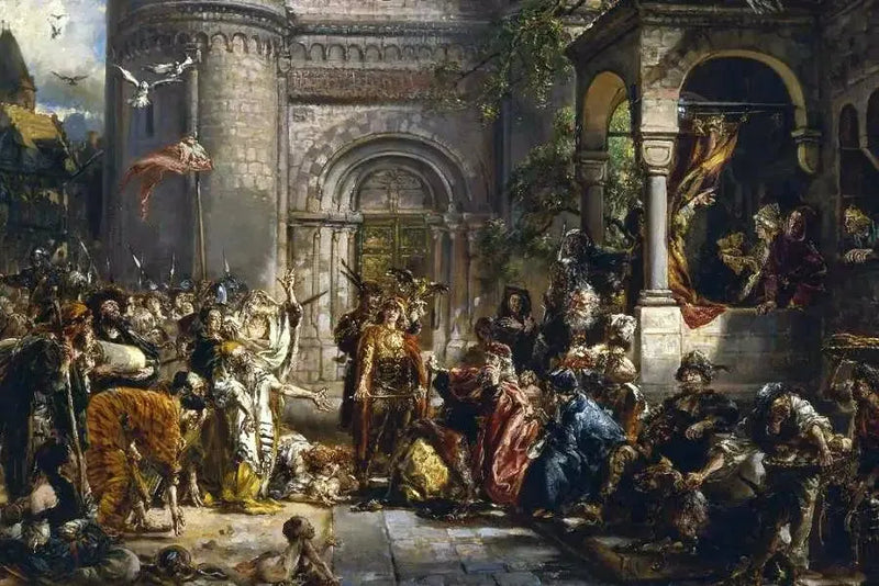 Mottakelsen av jødene 1096 e.Kr. - Jan Matejko

Source:
Réception des Juifs 1096 après JC. - Jan Matejko