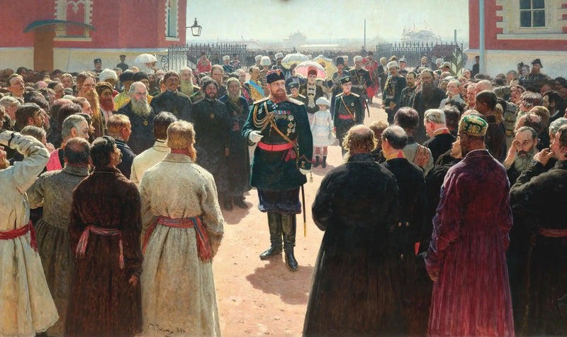 Mottakelse av Alexandre III av syndikene i volosts i gårdsplassen til Petrovski-palasset - Ilya Repin