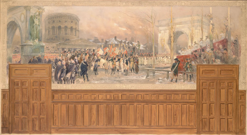 Mottakelse av Paris kommune ved Villette-porten av troppene som kom tilbake fra Polen, etter kampanjen 1806-1807. - Édouard Detaille