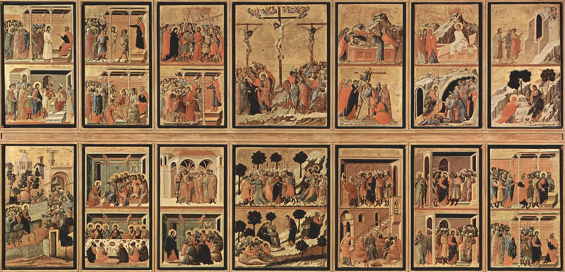 Rekonfigurasjon av baksiden av Maesta-alteret i Siena - Duccio di Buoninsegna