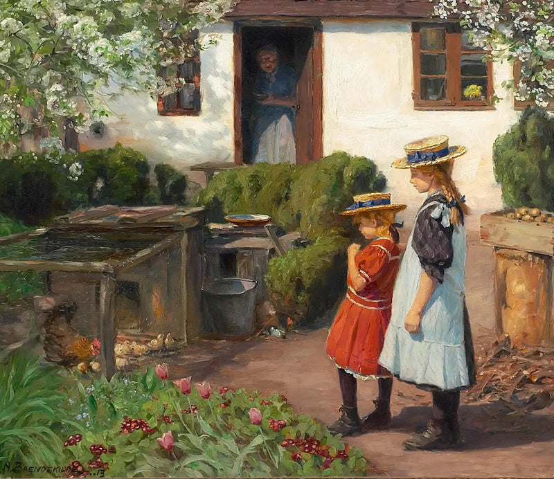 Se på kyllingene. - H. A. Brendekilde

Source:
Regarder les poussins. - H. A. Brendekilde