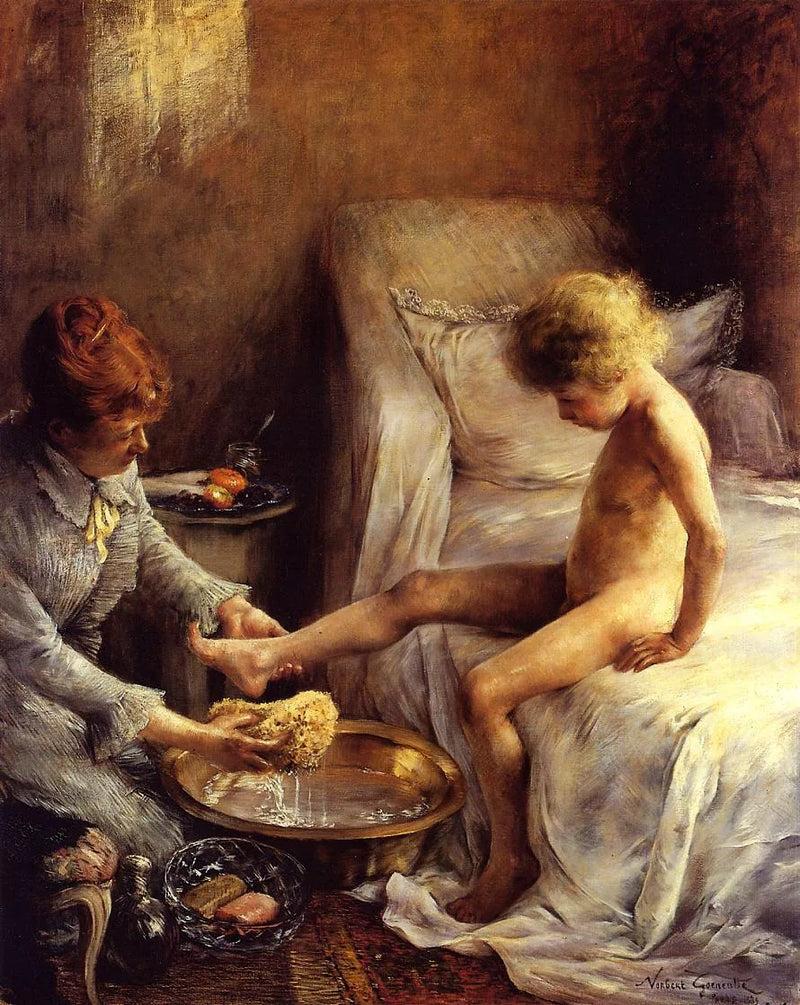 Reine Gœneutte som vasker den unge Jean Guérard i kunstnerens studio - Norbert Gœneutte