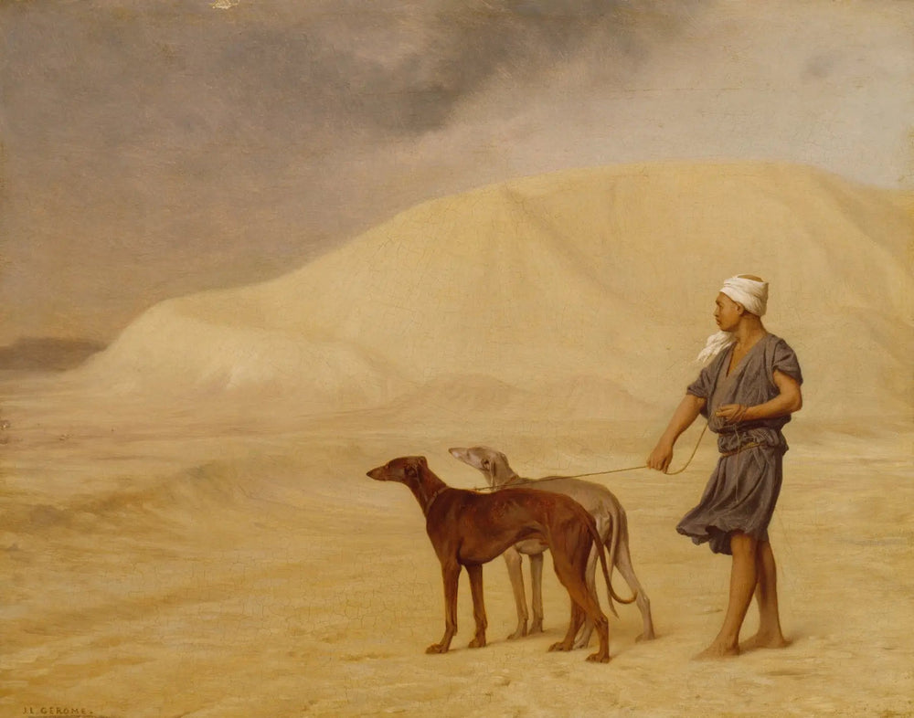 Relais de chiens dans le désert - Jean-Léon Gérôme image 1 tableau peint à l’huile sur toile