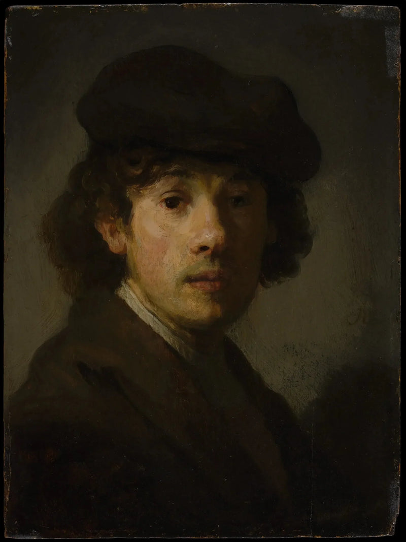 Rembrandt (1606-1669) og Ung Mann - Rembrandt