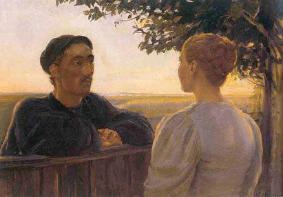 Rencontre du soir près de la clôture du jardin - Anna Ancher