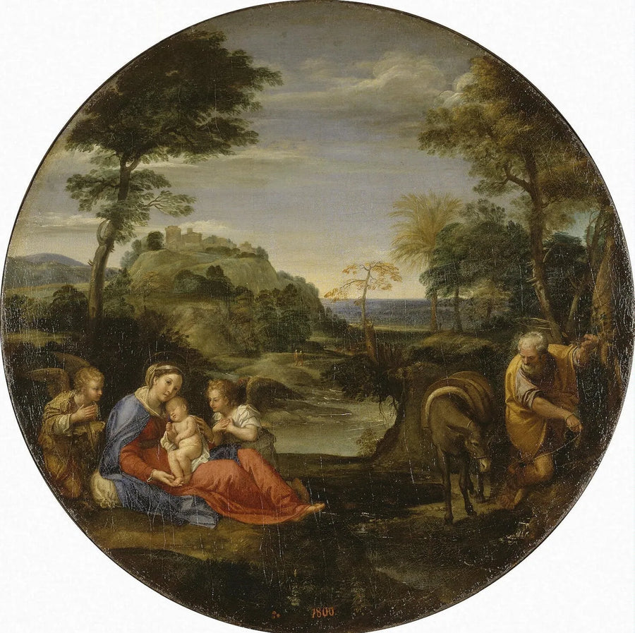 Hvile under flukten til Egypt - Annibale Carracci