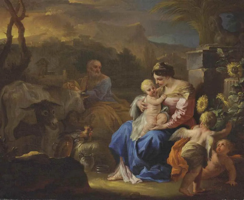 Hvile under flukten til Egypt - Francesco Solimena