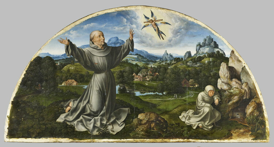 Retabel av Kristi sorg: Stigmatiseringen av Saint François d'Assise - Joos van Cleve