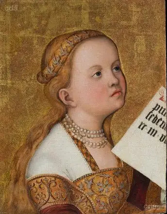 Pragaltare [venstre fløy, fragment]: Sainte (Apollonia?) - Lucas Cranach den eldre