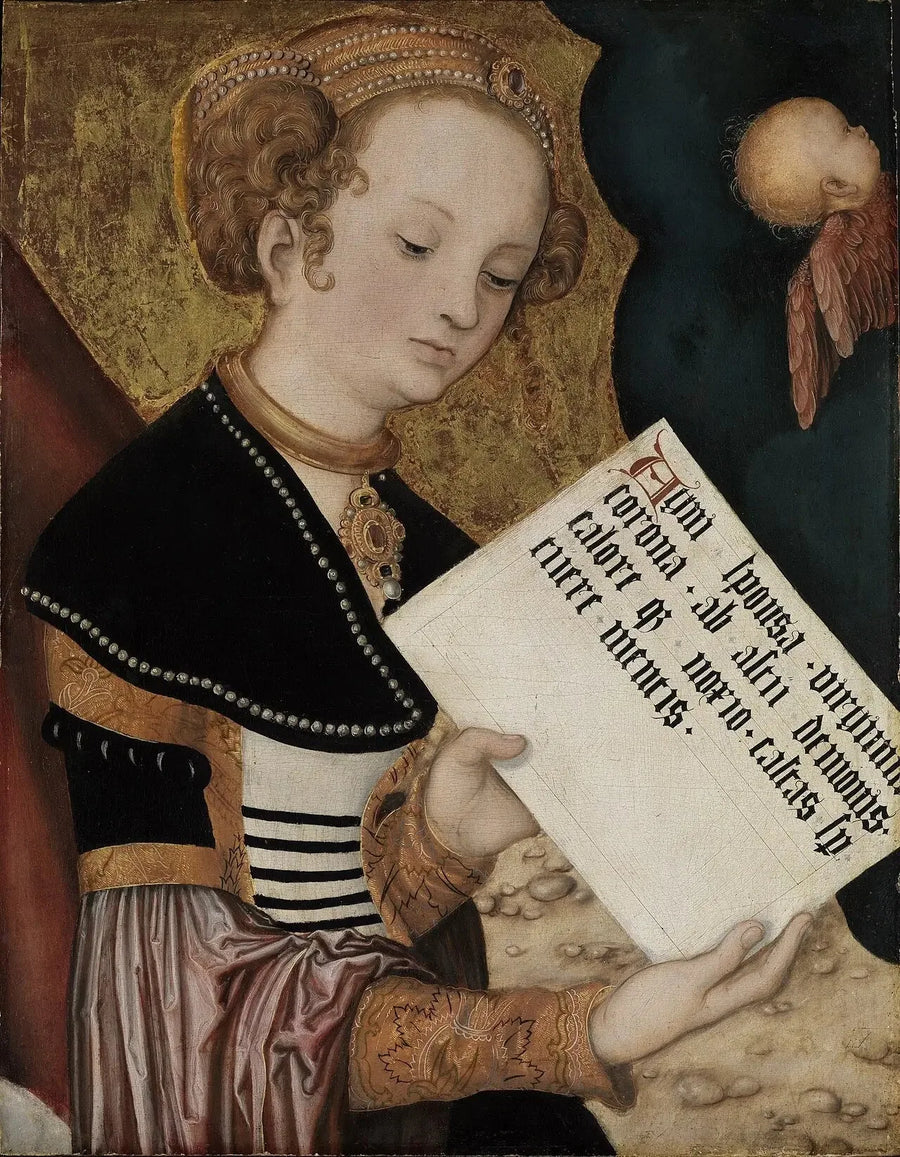 Pragaltare, Sainte (Agnès?) med en page - Lucas Cranach den eldre