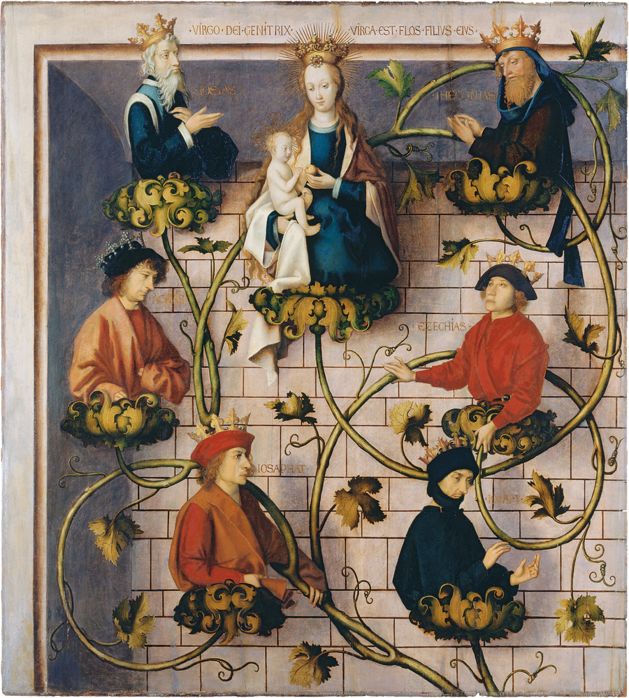Dominikansk alter fra Frankfurt: Jesatrær (øverste del) - Hans Holbein den eldre