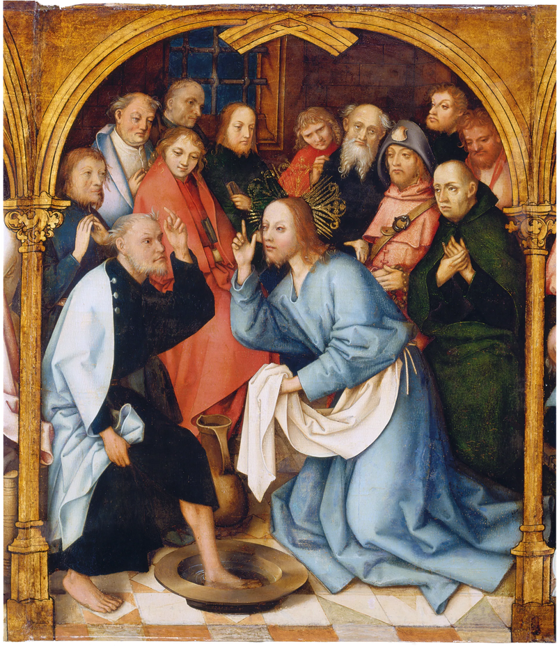 Dominikansk alter fra Frankfurt: Kristus vasker føttene til Saint Pierre - Hans Holbein den eldre