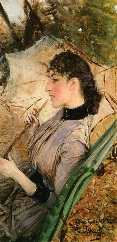 Portrett av Alaide Banti med parasoll - Giovanni Boldini