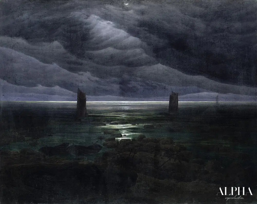 Rivage au clair de lune - Caspar David Friedrich - Reproductions de tableaux et peintures haut de gamme