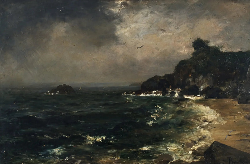 Rivage under stormen - Marine - Jules Breton