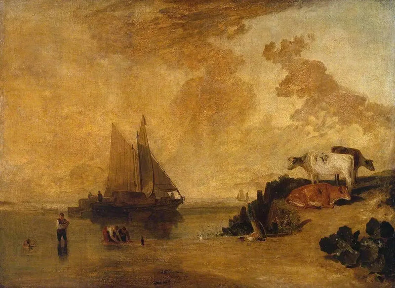 Elvlandskap med storfe - J. M. W. Turner
