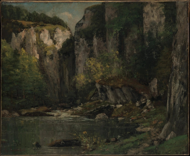 Elv og klipper - Gustave Courbet