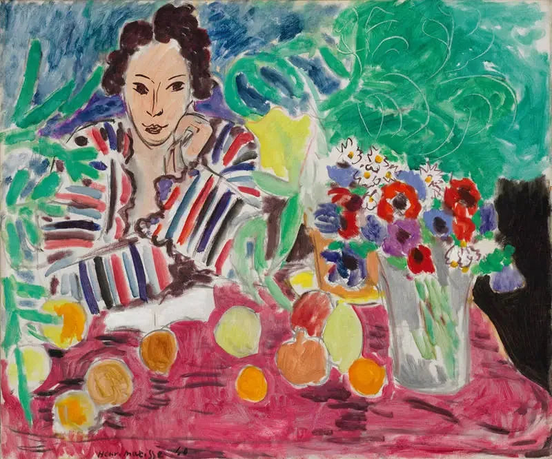 Stripete kjole, Frukter og Anemoner - Henri Matisse