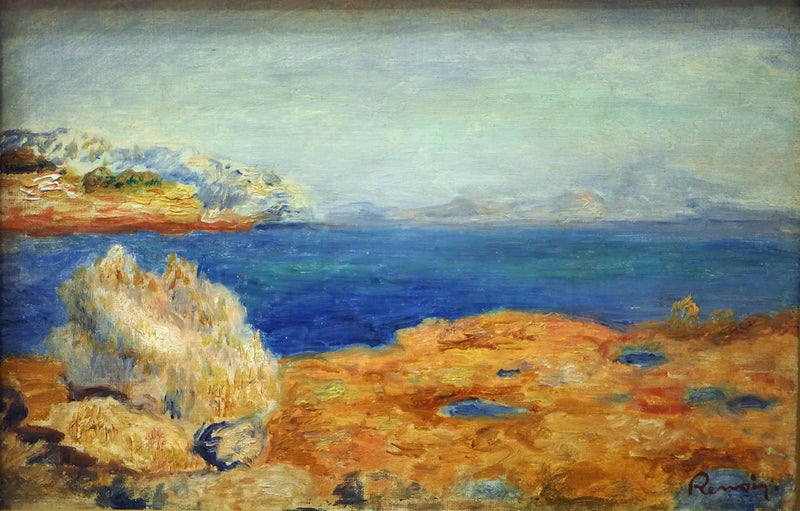 Gule klipper med blått hav - Pierre-Auguste Renoir