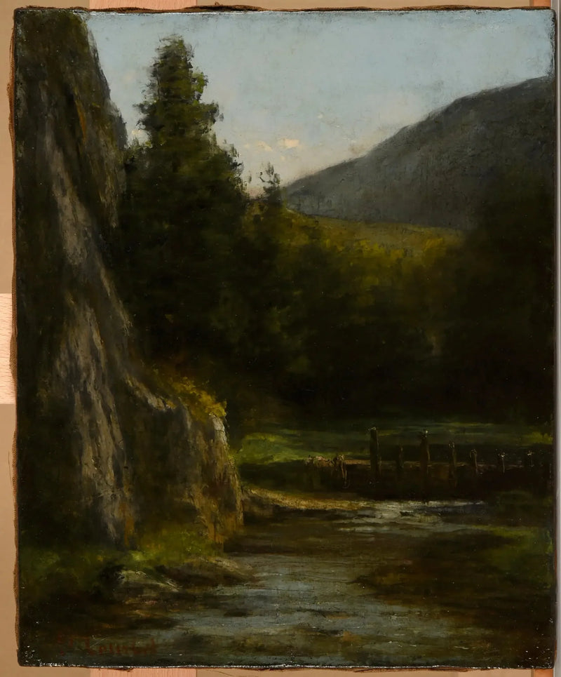 Klipper, grantrær, bekken - Gustave Courbet