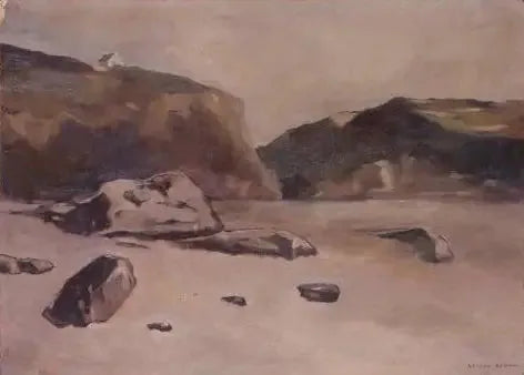 Rochers på stranden - Odilon Redon