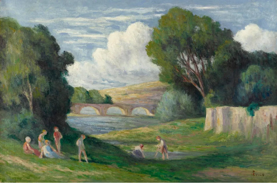 Rolleboise, badende nær Seinen - Maximilien Luce
