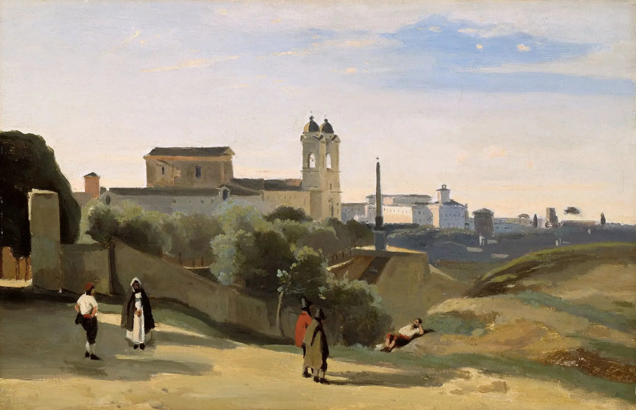 Roma Mont Pincio. Den treenigheten av fjellene. Utsikt over hagene til den franske akademien - Jean-Baptiste Camille Corot