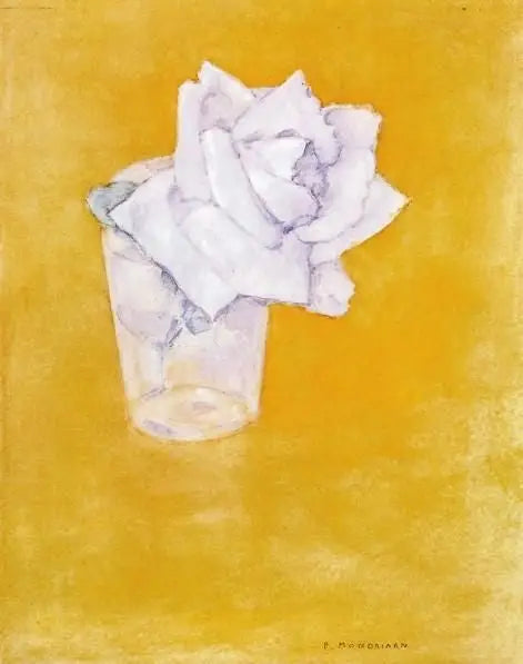 Hvit rose i et glass - Piet Mondrian