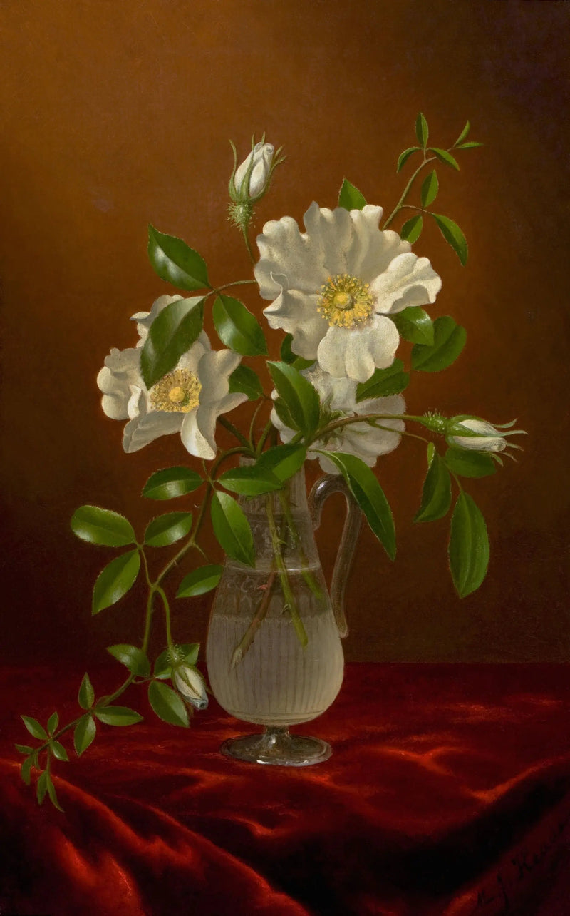 Roser Cherokee i en glassvase - Martin Johnson Heade

Source:
Roses Cherokee dans un vase en verre - Martin Johnson Heade