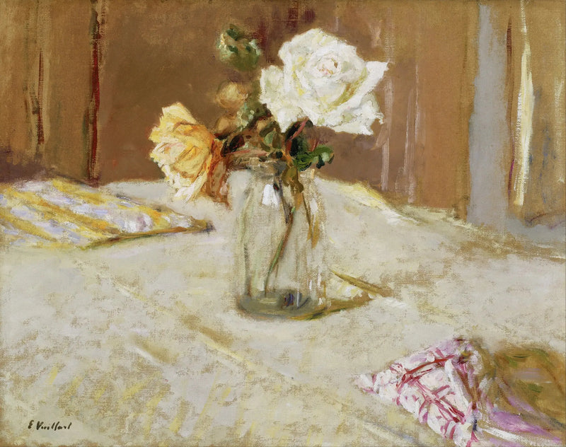 Roser i en glassvase - Édouard Vuillard