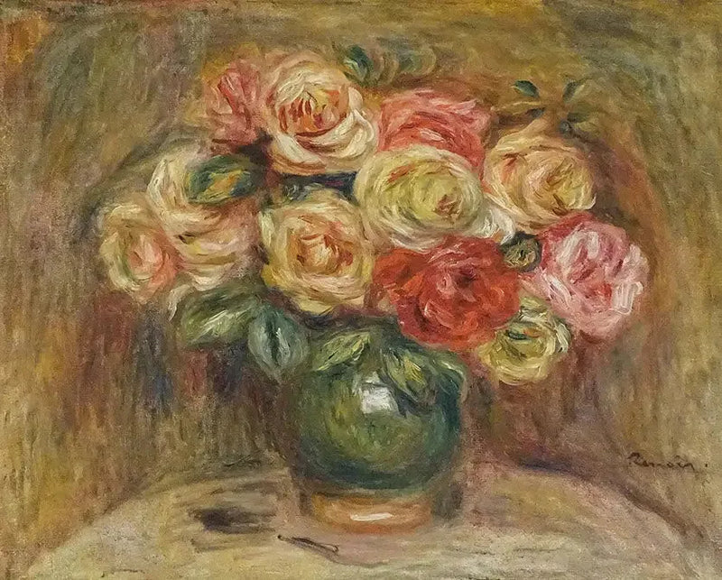 Roser i en vase - Pierre-Auguste Renoir