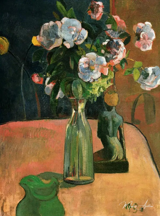 Roses et statue - Paul Gauguin - Reproductions de tableaux et peintures haut de gamme