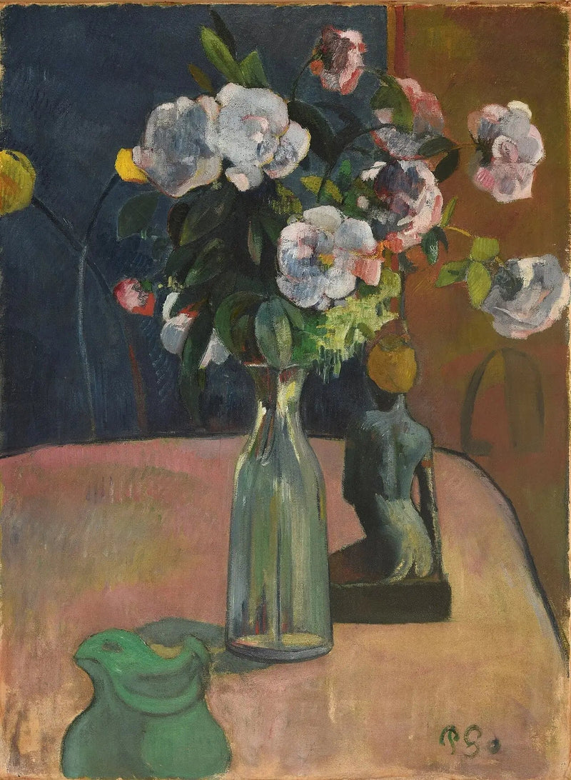 Roser og statuett - Paul Gauguin