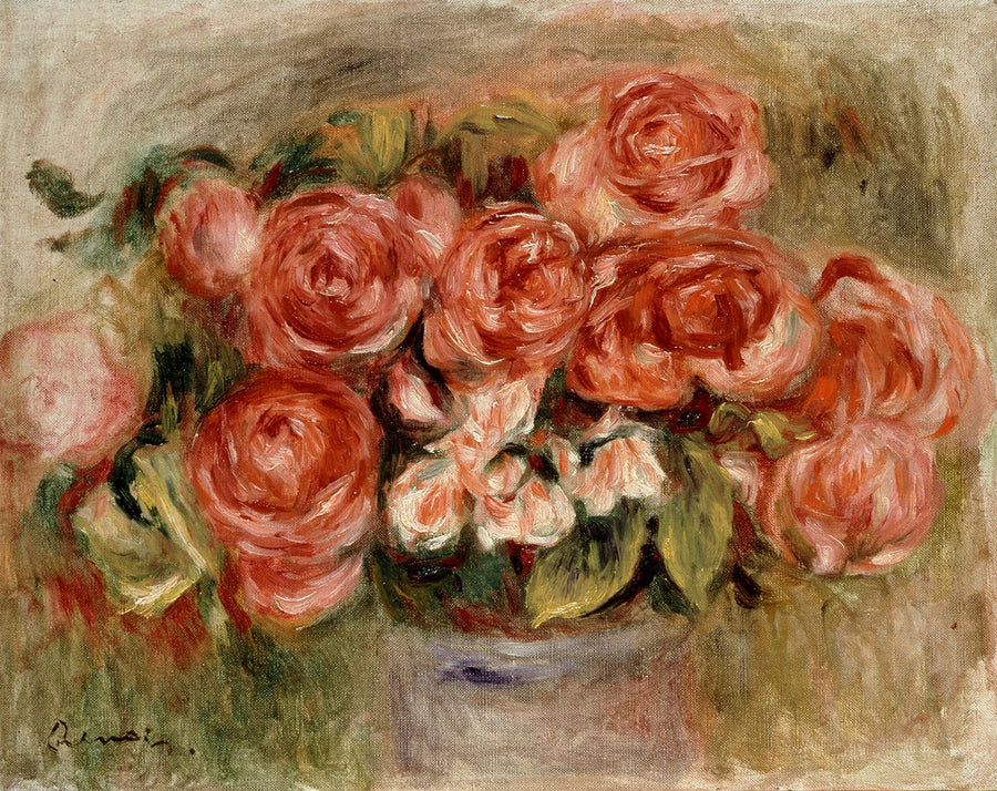 Stilleben av roser i en vase - Pierre-Auguste Renoir
