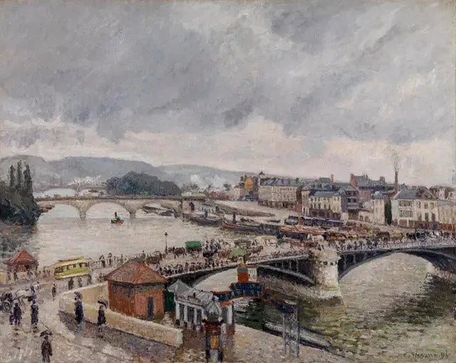 Rouen. Broene Boieldieu og Corneille, regneffekt - Camille Pissarro