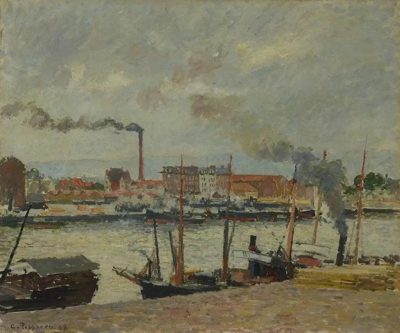 Rouen. Børskaia, regn - Camille Pissarro
