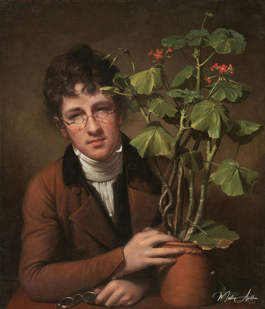 Rubens Peale avec un géranium, 1801 - Rembrandt Peale - Reproductions de tableaux et peintures haut de gamme