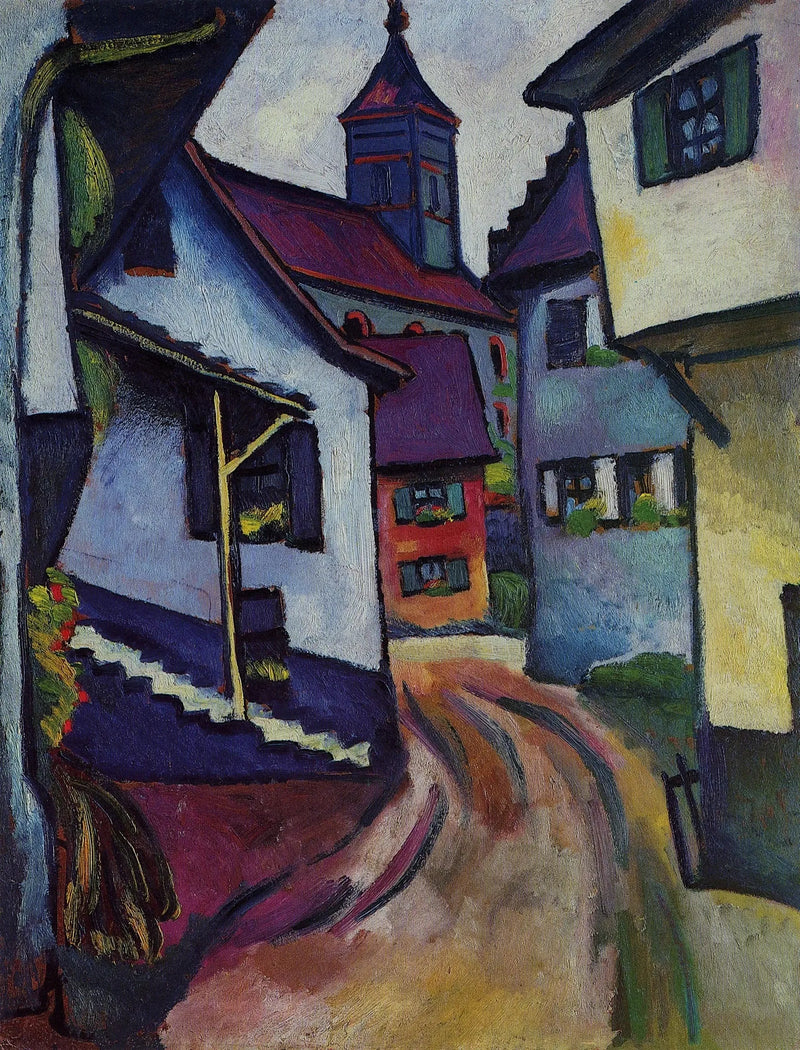 Gate med kirke i Kandern - August Macke