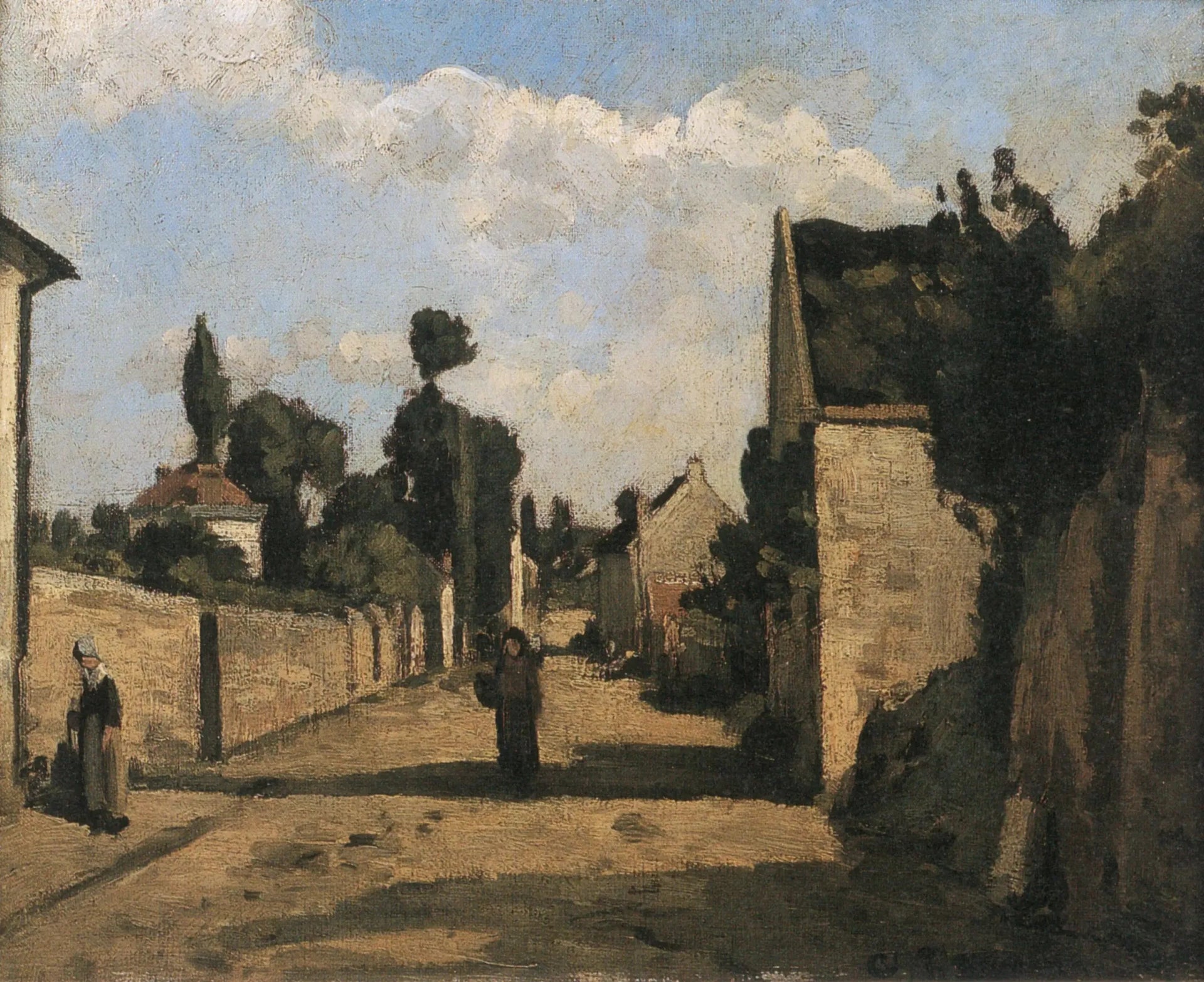 Rue de l'Hermitage à Pontoise - Camille Pissarro image 1 reproduction artisanale de tableau
